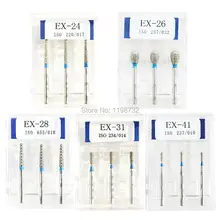 15 шт./5 коробок Стоматологические алмазные боры EX-24/EX-26/EX-28/EX-31/EX-41 сверло Dia-Burs высокоскоростные наконечники стоматологические боры