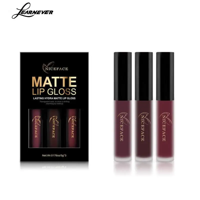 

3pcs/set Hard To Fade Liquid Lipstick Lip Gloss Pigment Makeup Waterproof Long Lasting Lipstick Tint Beauty Sexy Lip Lipstick