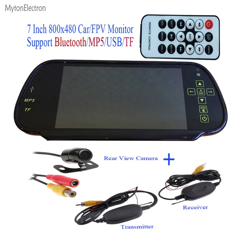 Bluetooth MP5 TF USB 800*480 зеркальный монитор 7 дюймовая панель экран+ беспроводная резервная парковочная Водонепроницаемая камера заднего вида