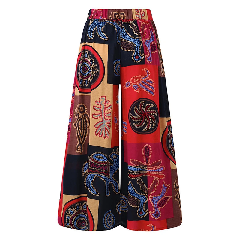 Loose Pants Printed Wide Legs Straight Pants Oversize Women's Fashion Casual Trousers Pants Stretch Comfortable