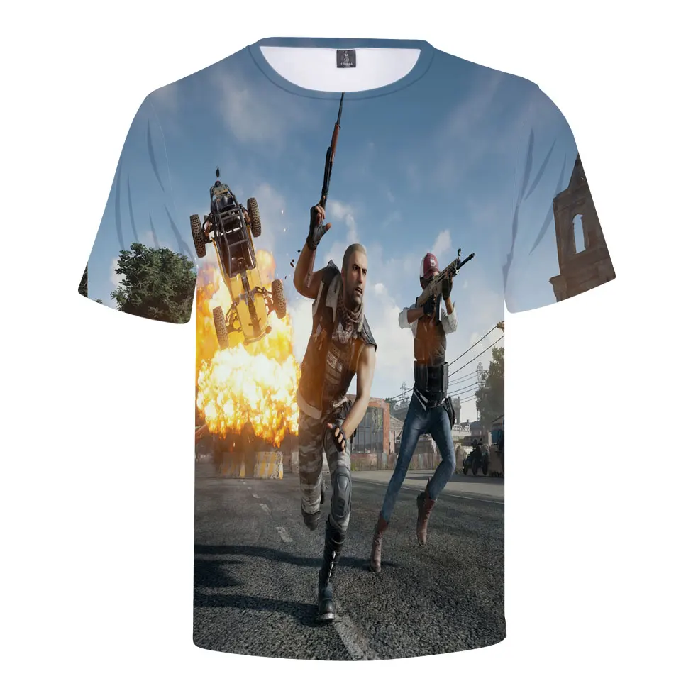 Новинка 2018 футболка PUBG с коротким рукавом 3D Модная стильная топ для онлайн игр