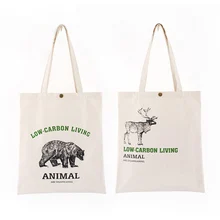 Ladies casual canvas bag green shopping bag cartoon bear print shoulder shopping tote bag calico print tote bag