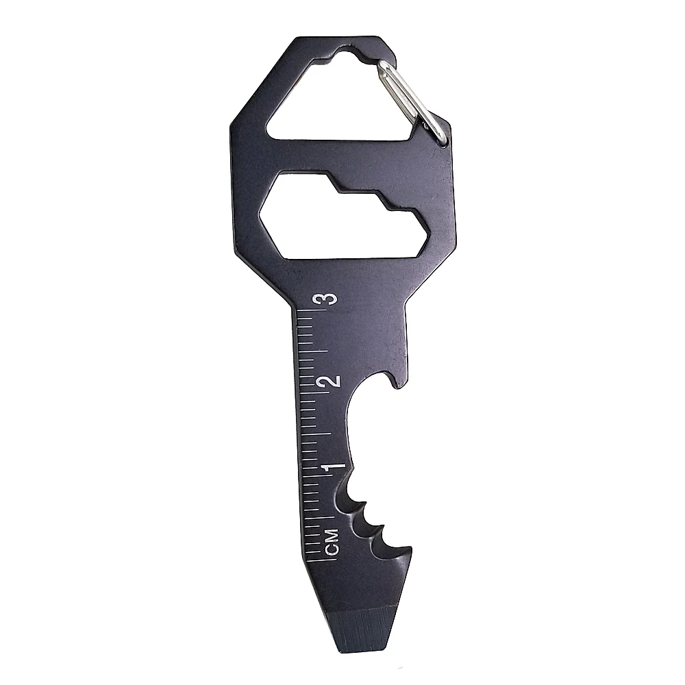 

6 in 1 Multi-purpose Outdoor EDC Key Chain Multi Tool Slotted Screwdriver Bottle Opener Hex Wrench Ruler Belt Cutter