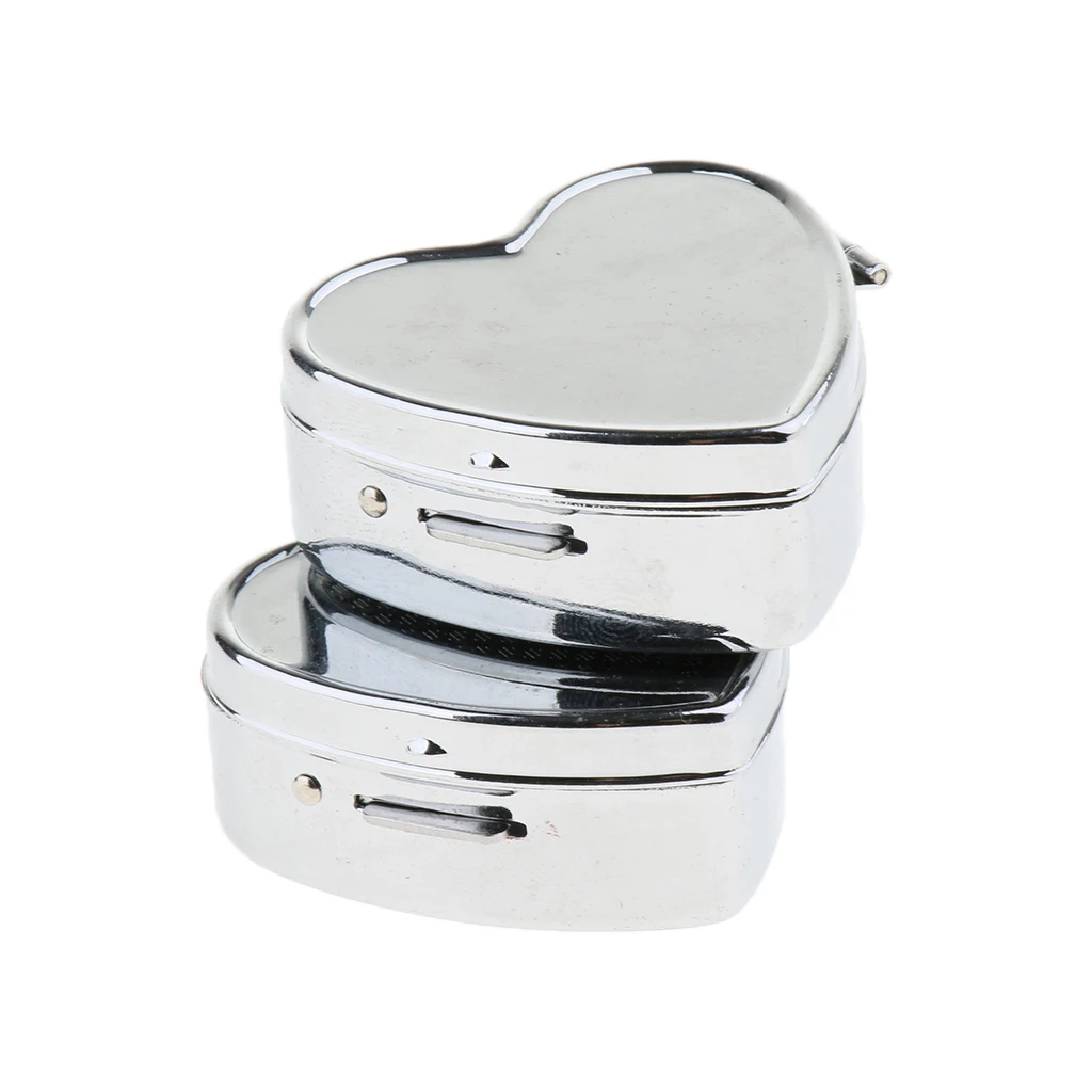 2pcs Metal Pill Box Holder Rectangle Medicine Vitamin Organizer Pill case for Purse Pocket (2 Compartments)