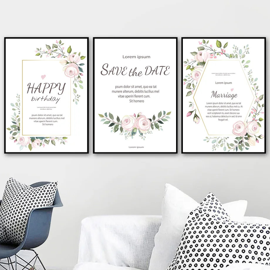 

Happy Wedding Wall Art Canvas Painting Nordic Posters And Prints Wall Pictures For Living Room Scandinavian Home Decor