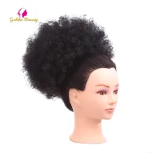 Золотая красота 10 дюймов Женская эластичная сеть афро кудрявый шиньон с двумя пластиковые расчески Updo покрытие синтетические волосы