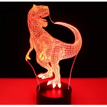 3D светодиодный ночник счастливый Тиранозавр Рекс, динозавры с 7 цветами света для украшения дома лампа потрясающая визуализация