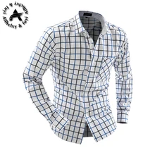 Camisa Cuadros Hombre Brand Dress Shirts Mens Plaid Shirt Slim Fit Chemise Homme Men Shirt Heren Hemden Camisa Masculina XXL