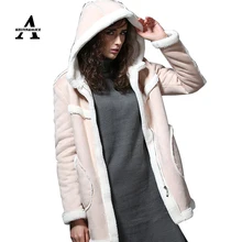 UUV Brand 2016 Long Sheepskin Suede Cloak Winter Jacket Women Coat Lapel Thick Warm Women’s Coats Overcoat Jaqueta JS130301328
