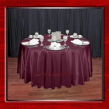 

Hot Sale Burgundy 54" round shaped poly satin table cloth/Tablecloths/Table overlay for wedding party decorating