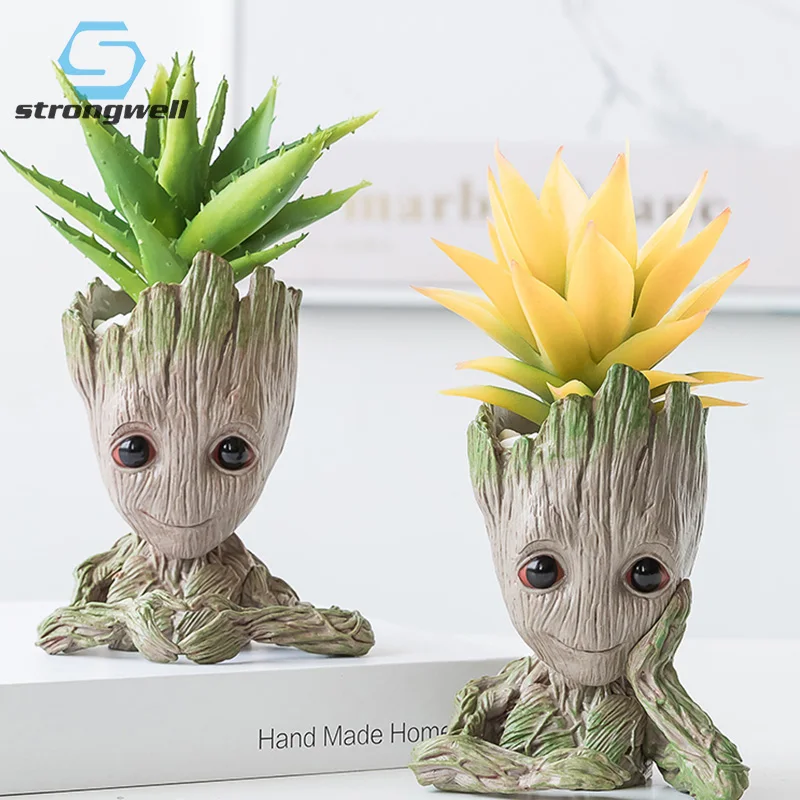 New Baby Groot Flower Pots Planter Action Figures Toy Tree Man Cute Model Toy Pen Flower Pot Home Decoration Gifts