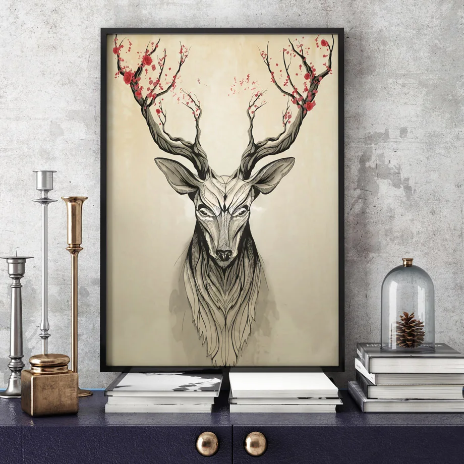 

Deer Raccoon Panda Wolf Fox Vintage Wall Art Canvas Painting Nordic Posters And Prints Wall Pictures For Living Room Home Decor