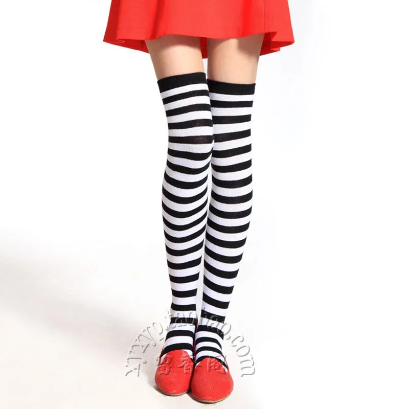 Hot New Sexy Women Girl Striped Cotton Thigh High Stocking Over The Knee Socks Fashion Stockings