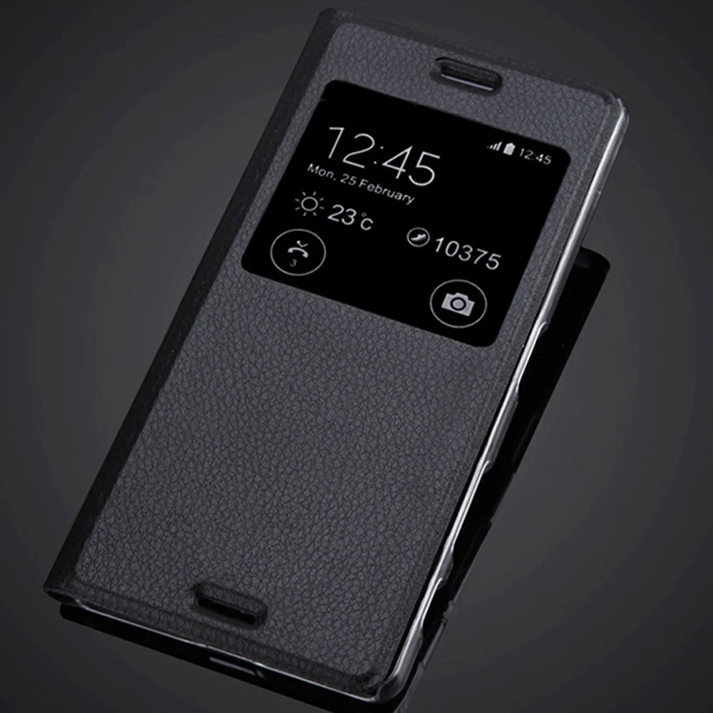Роскошный тонкий чехол для Sony Xperia X F5122 F5121 с двойным откидным окном из