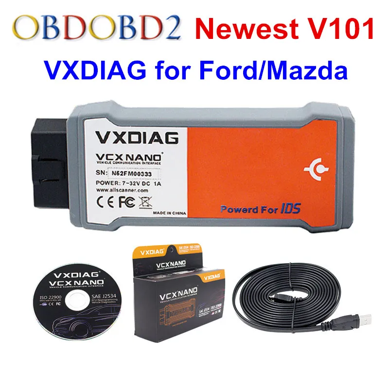 Новейший VXDIAG VCX NANO для Ford V101 для Mazda V101 2 в 1 для Ford поддержка транспортного средства до года - Цвет: USB Version