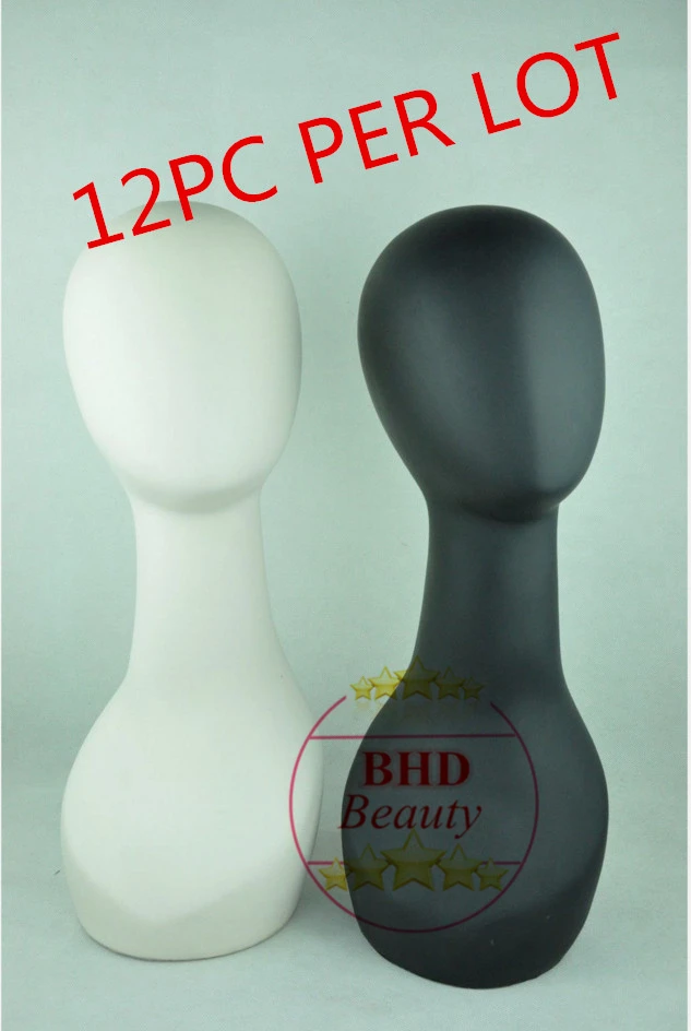 

12PC Per Lot 19" Tall-Matte Plastic PVC mannequin manikin styrofoam head display wig/necklace/cap/hat PGT White and Black Color