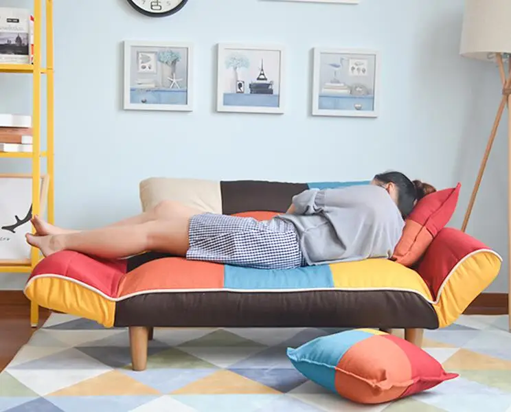 Adjustable Sofa and Loveseat in Colorful Line Fabric Home Furniture Fold Down Sofa Couch Ideal for Living Room, Bedroom, Dorm Adjustable Sofa and Loveseat in Colorful Line Fabric Home Furniture Fold Down Sofa Couch Ideal for Living Room, Bedroom, Dorm