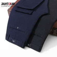 Jantour брюки мужские осень зима мода коммерция повседневные брюки мужские прямые деловой костюм брюки Брендовые мужские s брюки размер 27-38