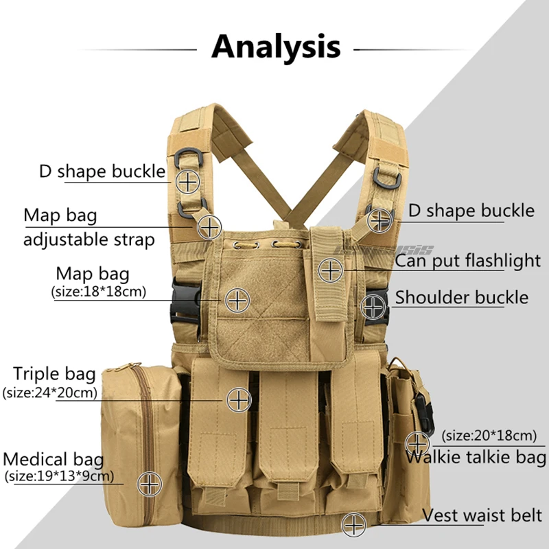 Военный Тактический Жилет Molle регулируемый уличный охотничий жилет сумка для