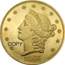 Соединенные Штаты 20 долларов Liberty Head-двуглавый орёл без девиз TWENTY D. 1865 1865S латунь имитация монеты