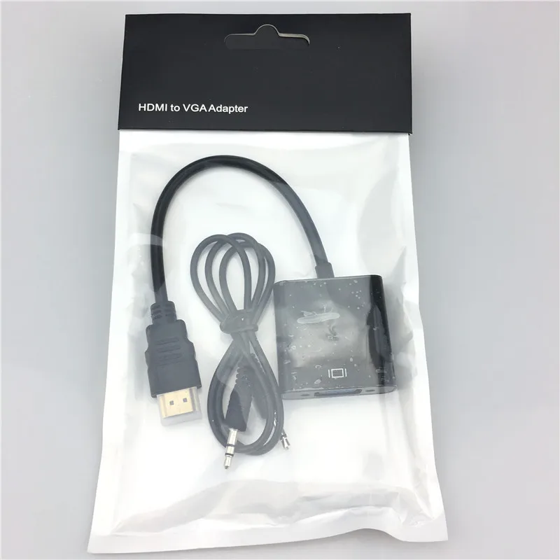 Адаптер hdmi-vga кабель HDMI к VGA конвертер адаптер Поддержка 1080P с аудио кабелем для HD tv xbox PS3 PS4 ноутбука ТВ коробка - Цвет: With Audio