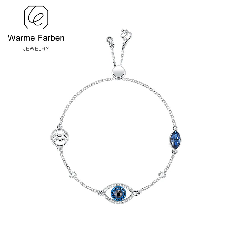 

Warme Farben Crystal from Swarovski for Women Lady Charm Bracelets Constellation Devil's Eyes bracelets Silver Feminina Bangles