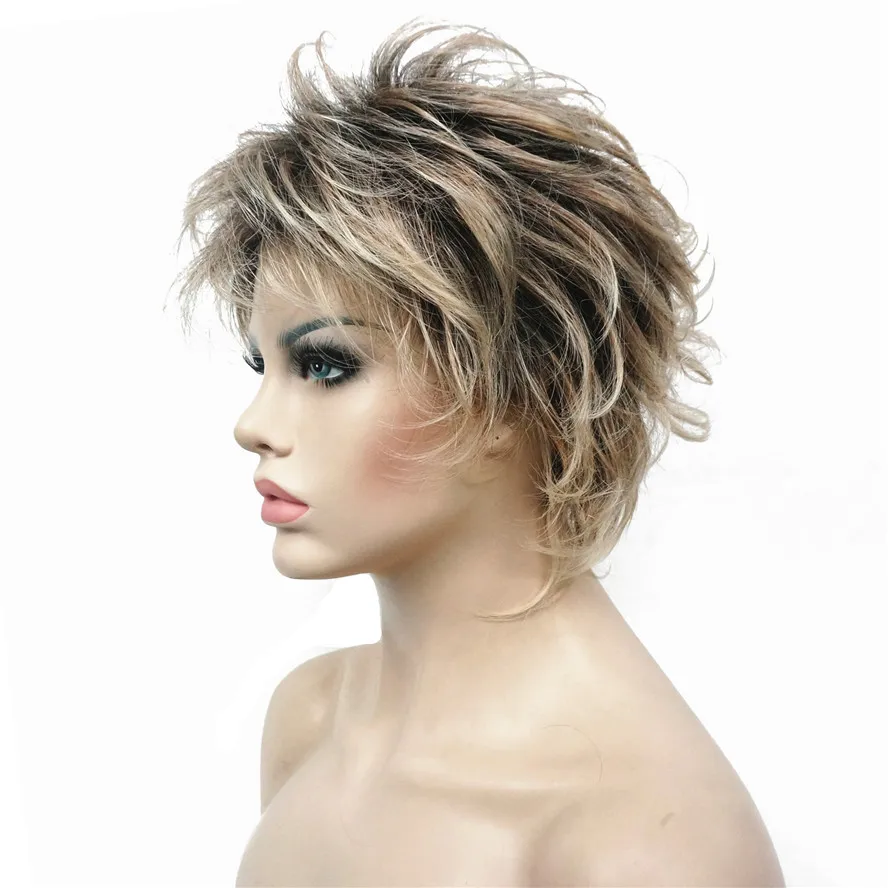 StrongBeauty Женские синтетические парики слоистые короткие прямые Pixie Cut Bloned Mix Natura полный парик