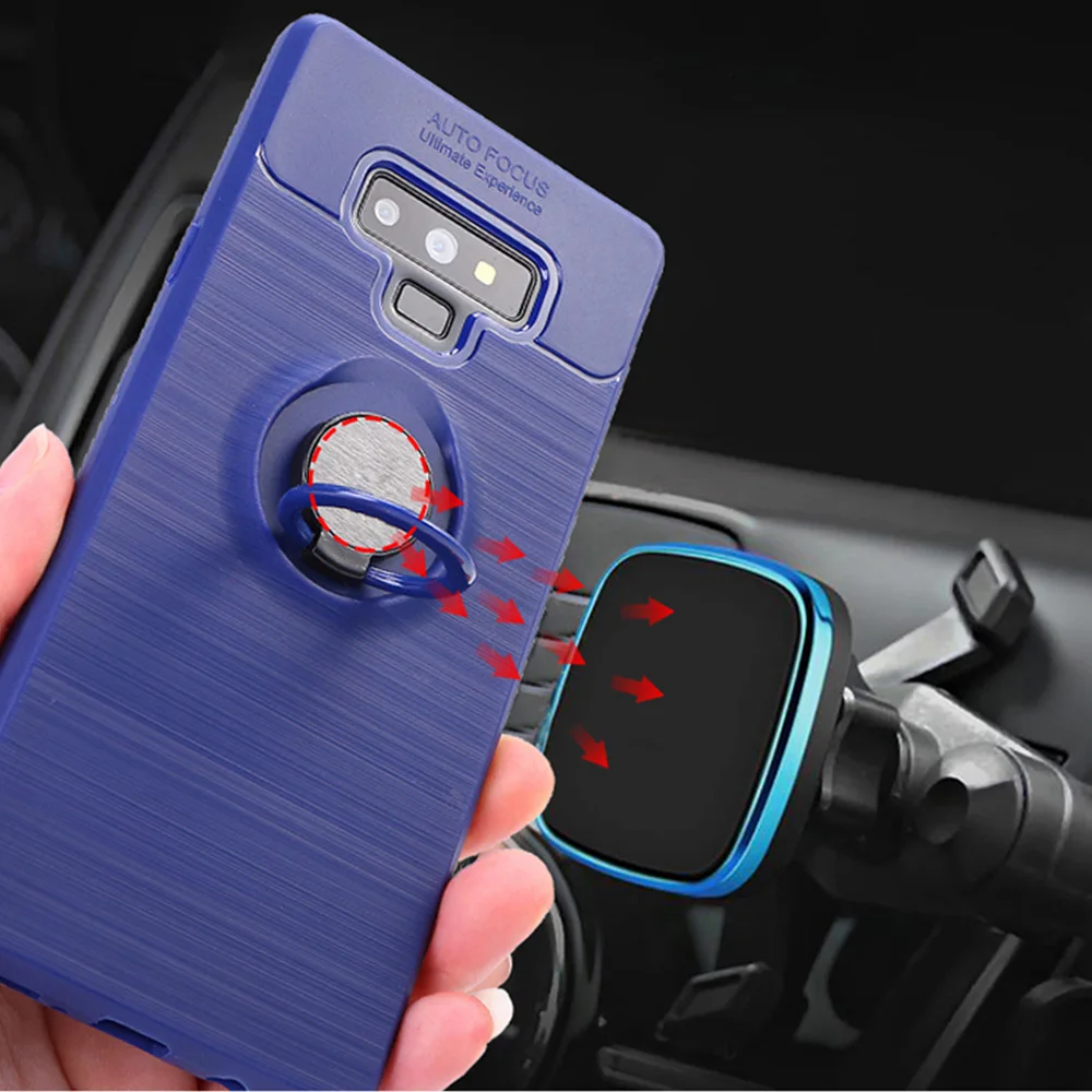

For Samsung Galaxy S9 PLUS case Luxury Magnetic Suction Bracket Finger Ring Hybrid Armor TPU Case For A6 A8 2018 Note 9 8 Cover