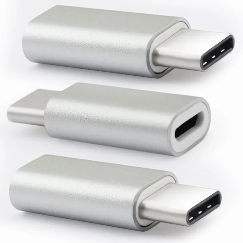 3 шт. Micro Usb Type C адаптер из алюминиевого сплава с золотым покрытием для