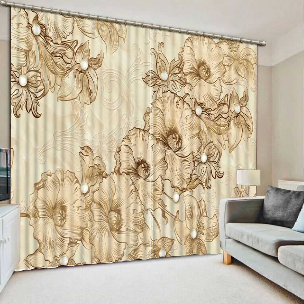

2016 Fashion 3D Home Decor Beautiful Modern style flower Curtains for bedroom Home Decoration
