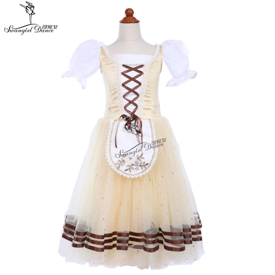 

Romantic Tutu Professional Ballet Long Tutu Charming Peasant light yellow Repertoire Variations Giselle Ballet CostumeBT9244