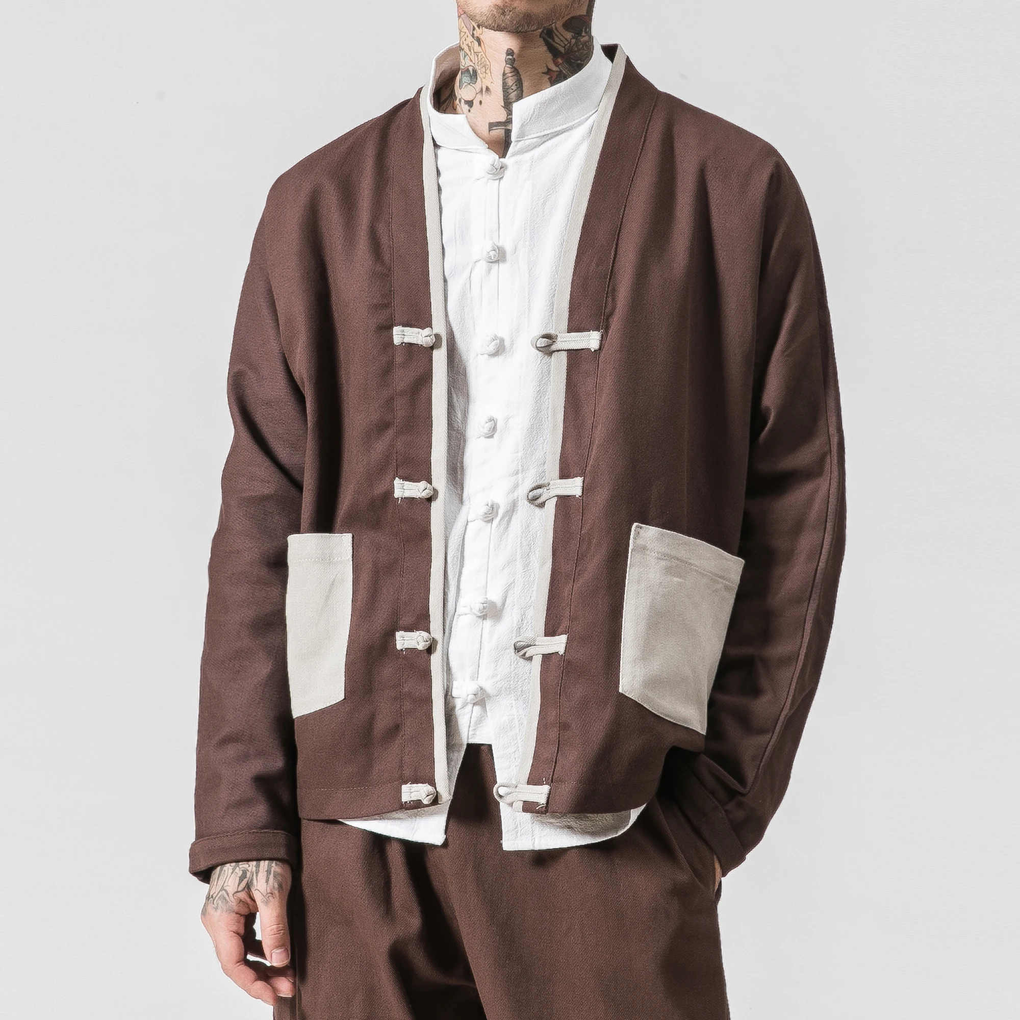 Casual Brown noir Nouveau Hommes Mode Automne Dark Veste Mâle Kung Lâche Green Style Hip Fu Survêtement army Hop Chinois De Manteau Printemps Vêtements uPZikOX