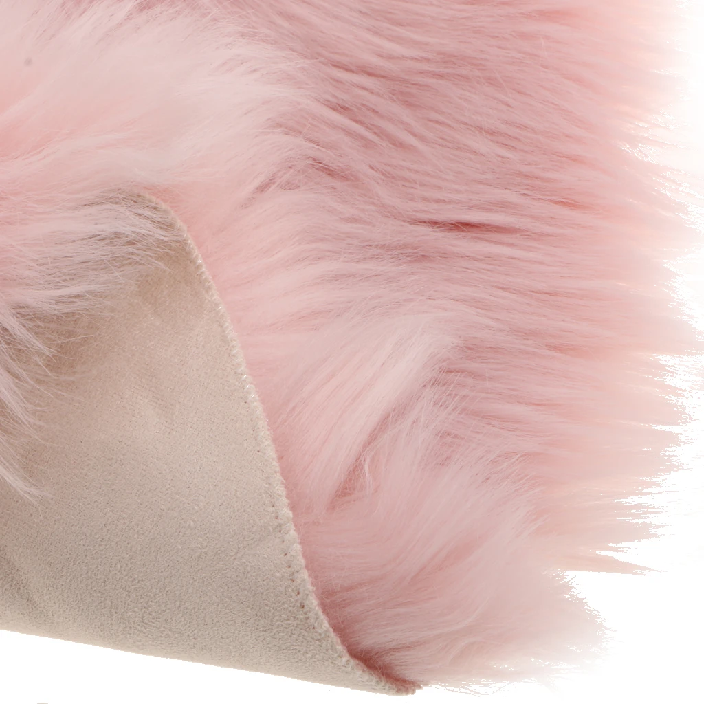 2x Мягкий коврик из искусственной овчины пушистый напольный коврик для двери ковер стул подушка для автокресла розовый