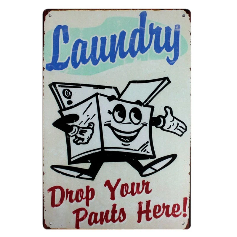 Drop Your Pants Here Funny Hanging Sign Laundy