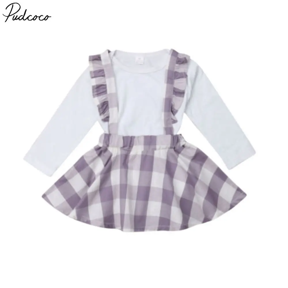 St Patricks Day Outfit Toddler Baby Girl Romper Tops+Suspender Skirt Overall Clothes Set Plaid Outfits Set
