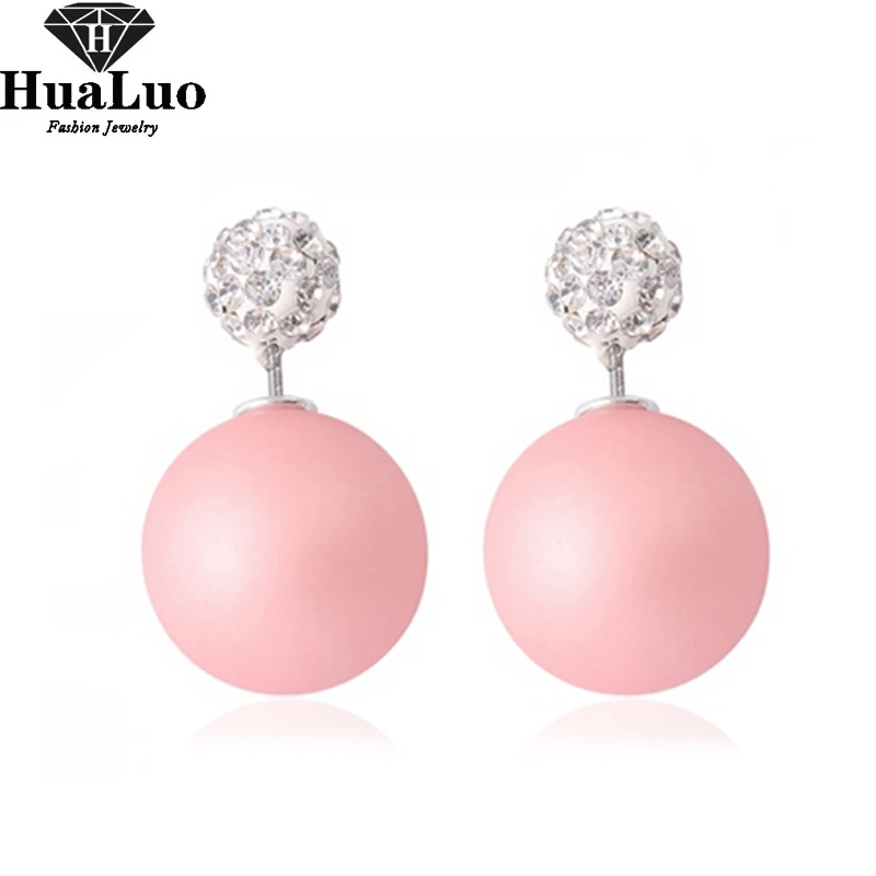 

HUALUO Newest Arrival Wedding Earrings New Fashion Brand Designer Elegant Double Beads Rhinestone Charm Earrings For Women E1380