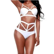 Хорошее предложение Женский Бандаж с высокой талией бикини набор, пуш-ап симметричный Вырез Купальники купальник, бикини купальный костюм полые