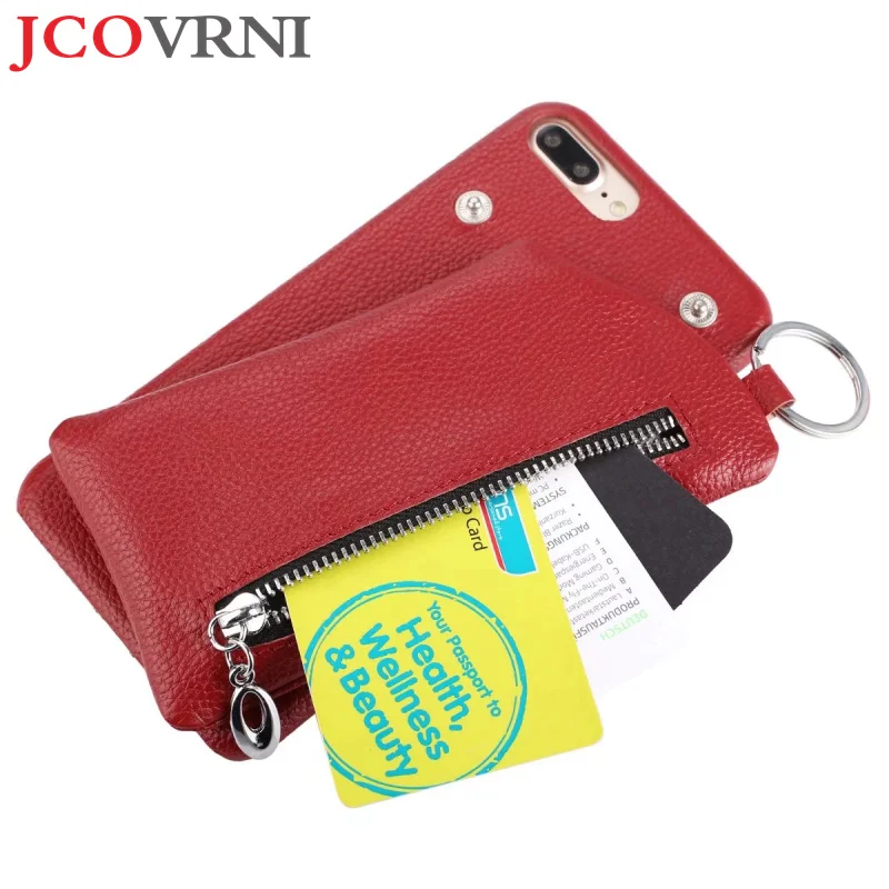 

JCOVRNI Business Leather Wallet Slot Shell for iphoneXR XSMA With Ring Separation Wallet for iphone8 8plus Back Cover Phone Case