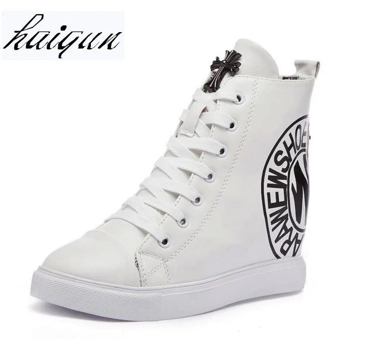 

2018 Wedge High Heels Thick Soled High Top Ladies Casual Shoes Women Platform Shoes Hidden Wedge Heel Boots Zapatos Mujer 34-40