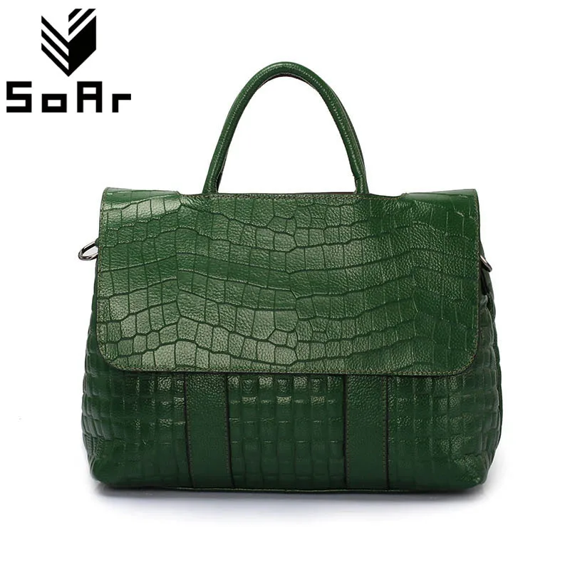 الأزياء التمساح نمط المرأة حقيبة جلد طبيعي حقائب كتف متنقلة كبيرة قدرة أعلى-حقائب بيد حقائب الإناث