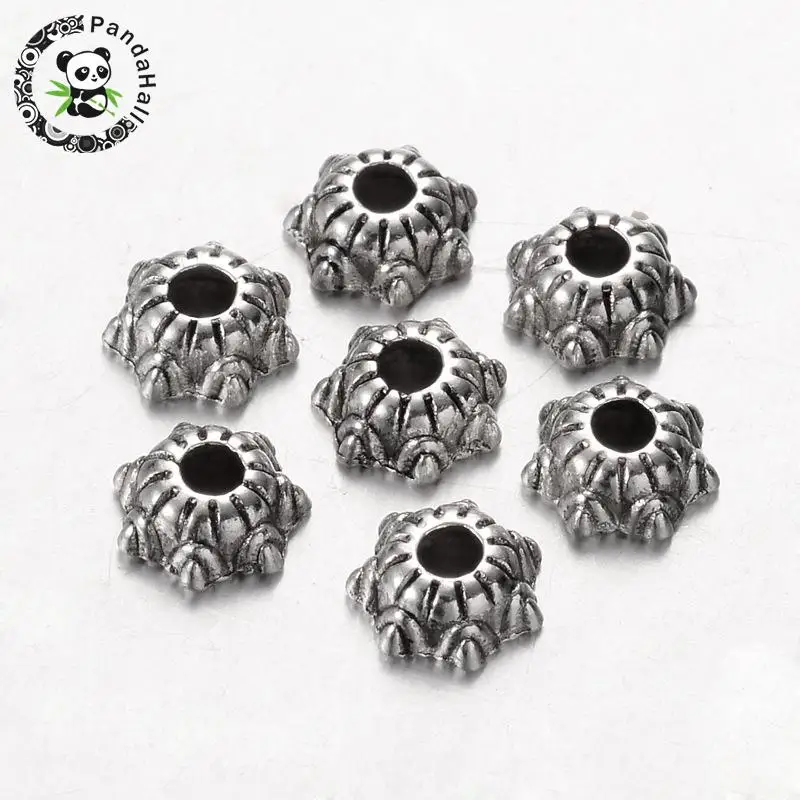 Tibetan Silver Round Spacer Beads 6x3mm Metal Flower Accessories Jewelry Finding