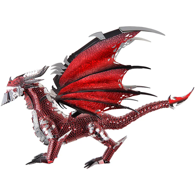 Piececool 3D Metal Puzzle The Black Dragon Model DIY 3D Laser Cut Assemble Jigsaw Toys Desktop decoration GIFT For Children