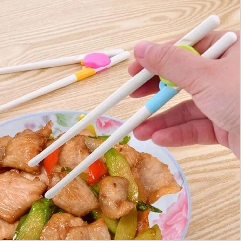 1 Pair Baby Chopstick Cartoon Food Grade Plastic Baby Exercise Training