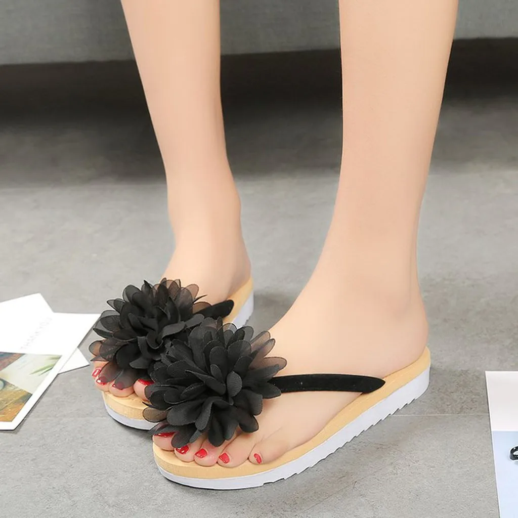 

YOUYEDIAN 2019 Fashion Women Summer Flip Flops Slipper Flower Flat With Beach Slippers Slides zapatillas mujer#25