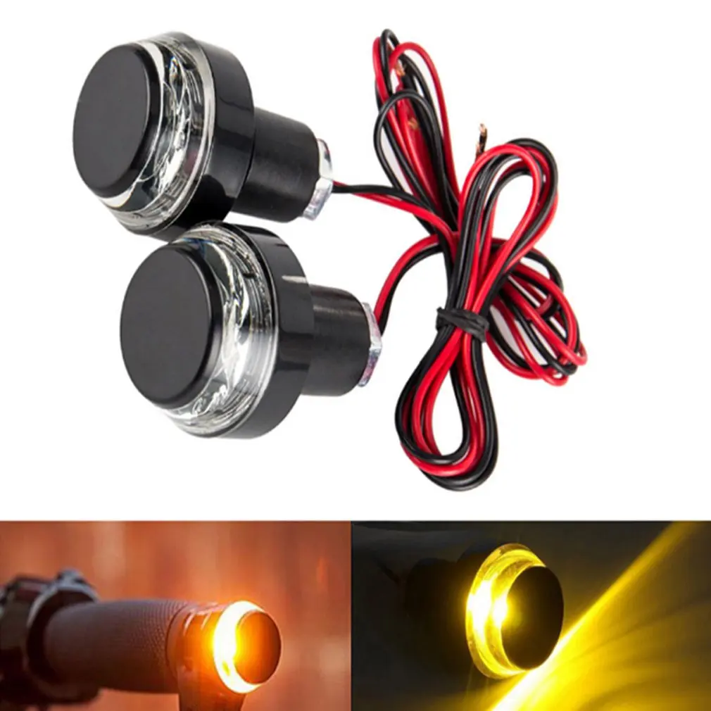 

New 2 Pcs 12V Motorcycle Handlebar End LED Turn Signal Light Motorbike Handle Bar Grip Side Direction Light Lamp Modified HOT