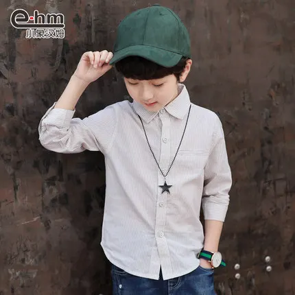 

Small elephant children's wear 2018 spring new boy's pure cotton shirt, children's long sleeved shirt, Korean boy's shirt.