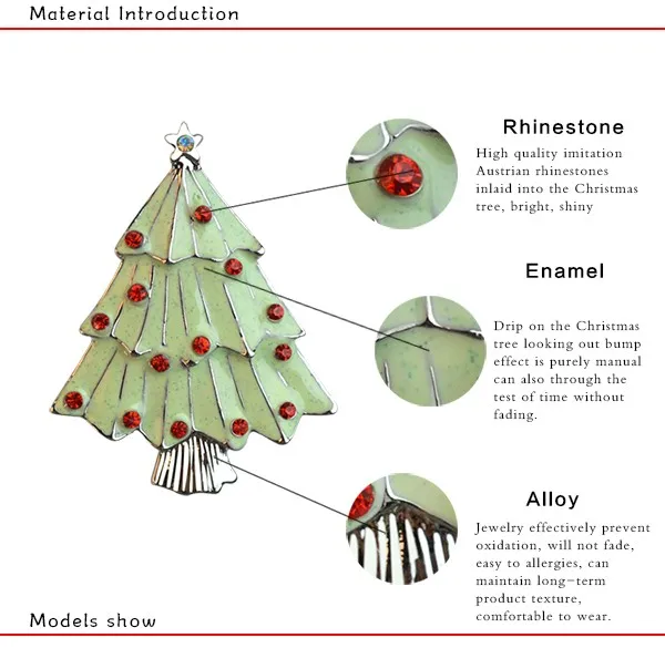 Новая мода Рождественское дерево Брошь Золото Классический Эмаль красные стразы броши для женщин Подарки красивые броши для детей X1643