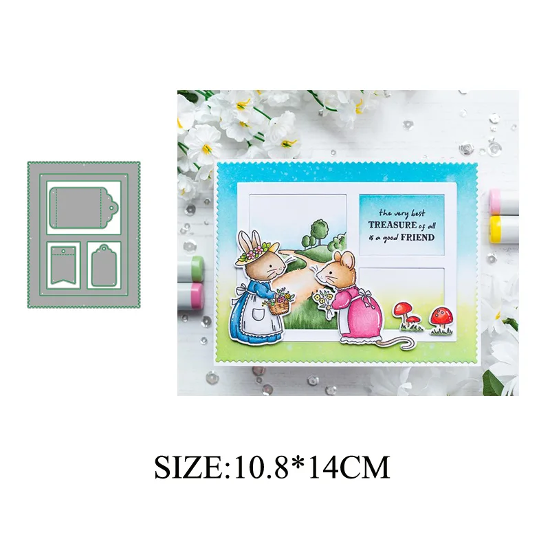 

Tag and frame 2019 NEW Metal Cutting Dies Scrapbooking for Card Making Photo Album DIY Embossing Cuts Lucky Goddess Craft