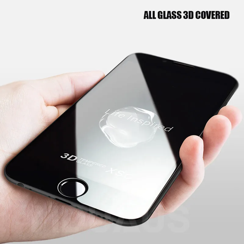 جديد 9D كامل غطاء لينة حافة الزجاج المقسى على ل فون 6 6 s 7 8 زائد واقي للشاشة فيلم ل فون X XR XS ماكس الزجاج