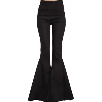 

Summer Temperament Elegant Horn Wide Leg Pants Female European and American Fashion Casual Wild Flared Jeans Size S-XL